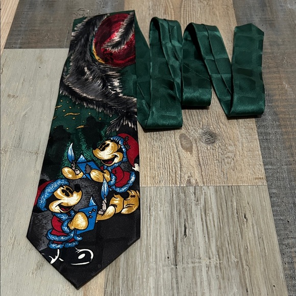 Disney Other - Vintage Disney Mickey & Co Men’s Green and Black Character Tie Christmas Holiday